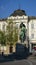 Statue of a greatest Slovenian poet Presern on Presern square in Ljubljana