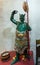 Statue of green guardian at Kwan Tai Taoist temple in Tai O, Hong Kong China