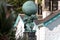 Statue of hercules carrying the world on his shoulders in Portmeirion, Gwnydd, North Wales