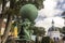 Statue of Hercules at the Portmeirion Village in North Wales, UK.