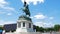Statue of Horseman on Heldenplatz, Archduke Charles in the historic center the city on background of blue sky