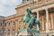 Statue of the Hortobagy horseherd in Buda castle. Budapest, Hungary.