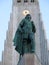 Statue of Icelandic Viking Leifur EirÃ­ksson in front of HallgrÃ­mskirkja Church