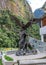 Statue of Inca Emperor Pachacuti in Aguas Calientes outside of Machu Picchu site in Peru.