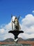 Statue of the Inca Pachacutec over the fountain at the Plaza de