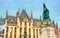 Statue of Jan Breydel and Pieter de Coninck and the Provinciaal Hof Palace in Bruges, Belgium