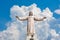 Statue of Jesus Christ above Tibidabo Cathedral in Barcelona, Spain