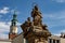 Statue of John of Nepomuk in Poznan, Poland at the Old Square Stary Rynek with the town hall