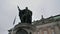 Statue of King Gustav Vasa in front of Riddarholmen Church in Stockholm, Sweden. Winter day