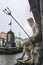 Statue of King Neptune, God of freshwater and the sea in Roman religion - Piazza Emile Chanoux, Aosta, Italy