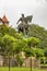 Statue of King Shivaji,Statue of Chhatrapati Shivaji Maharaj in Mumbai Opp Gateway of India , Maharashtra, India with the monsoon