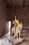 Statue of a knight on a horse, with a spear and in armor in a inner courtyard in a fortress Castelvecchio Castle in Verona, Italy