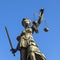 Statue of Lady Justice in front of the Romer in Frankfurt