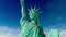 Statue of liberty. aerial shot. fly 3d animation. USA, America