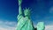 Statue of liberty. aerial shot. fly 3d animation. USA, America