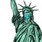 Statue of liberty in a mask, coronavirus is a dangerous disease in the United States of America, a respirator