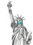 Statue of liberty in a mask, coronavirus is a dangerous disease in the United States of America, a respirator