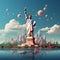 Statue of Liberty in New York City - 3D Rendering - AI generated