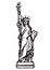 The Statue of Liberty New York city.Black and white skethc.Hand drawn vector