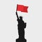 Statue of Liberty with red flag - Communist and socialist revolution in United States of America