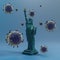 Statue of liberty wear surgery mask . Save USA from Coronavirus Covid 19. 3d rendering