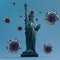 Statue of liberty wear surgery mask . Save USA from Coronavirus Covid 19. 3d rendering