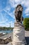 Statue of a lion at the bridge of Alexander III in Paris