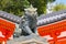 Statue of Lion Dog at the main gate of Yasaka Shrine in Kyoto, J