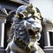 Statue of a lion in front of the main entrance to the Royal Palace in Bangkok, Thailand AI Generated