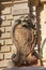 Statue of a lion holding a historic crest in front of the Mdina gate, the former historic capital city of Mdina