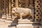 Statue of lion on the portal of Jak chapel, Budapest, Hungary