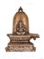 statue of lord ganesh sitting on a sacred shiva linga stone