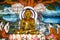 Statue made with real solid gold of gautama Buddha in a rural village for worshipers