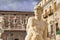 Statue of man in Praetorian Fountain in centre of Piazza Pretoria with detail of ancient Greek Mythology, Palermo
