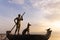 Statue of a man riding a boat with a dog and seagull at Bostanli Izmir