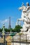 Statue of Mercury riding Pegasus in Tuileries garden with Eiffel