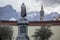 Statue monument to Antonio Stopani in Lecco, Italy.