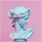 Statue neon. Gypsum statue with ancient greek sculpture . Webpunk, vaporwave, syntwave. Generative Ai