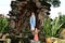 Statue of Our lady of grace virgin Mary view with natural background in the rock cave at Thailand.