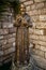 statue of Padre Pio in a blessing pose. church and saints