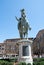 The statue of Piazza della Signoria Florence in Tuscany. Man on horseback, bronze sculpture. Equestrian statue of Duke of Florence