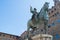 The statue of Piazza della Signoria Florence in Tuscany. Man on horseback, bronze sculpture. Equestrian statue of Duke of Florence