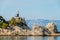 Statue in port small vilage Trpanj in Dalmatia, Croatia; Peljesac peninsula