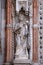 Statue on the Porta della Carta, detail of the Doge Palace, St. Mark Square, Venice, Italy