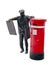 Statue and post box, isolated