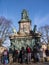 Statue of Queen Victoria in Lancaster England standing above politicians, artists and writers