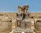 Statue of Ramesses and Thoth, Hypostyle Hall past the second court of the Mortuary Temple of Ramesses III in Medina Habu.