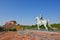 Statue of Rao Jodha and Majestic Mehrangarh Fort located in Jodhpur, Rajasthan, is one of the largest forts in India.