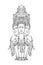 Statue representing Trimurti - trinity of Hindu gods Brahma, Vishnu and Shiva, sitting on three elephants. Intricate
