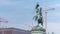 Statue rider Erzherzog Karl on horseback with flag in hand time-lapse. Heldenplatz. Vienna